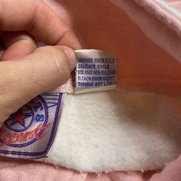 Vintage Sports Accent Pink White Striped Pullover Sweatshirt Size Small - Picture 4 of 7